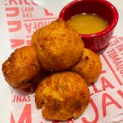 Fried cod and potato fritters with honey alioli
